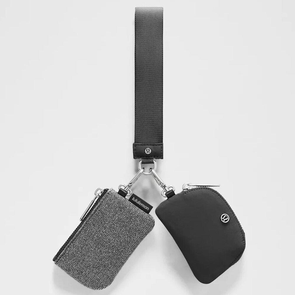 NWT Lululemon Dual Pouch Wristlet *Glitter - Dark Silver/Graphite Grey/Silver